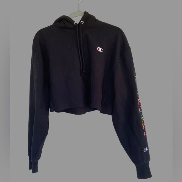Champion Cropped Hoodie Sweatshirt Women Sz Med EUC - Picture 3 of 7